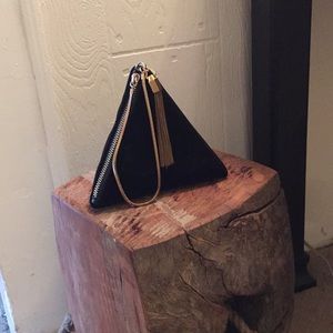 Unique Elegant Black Velvet Pyramid Clutch